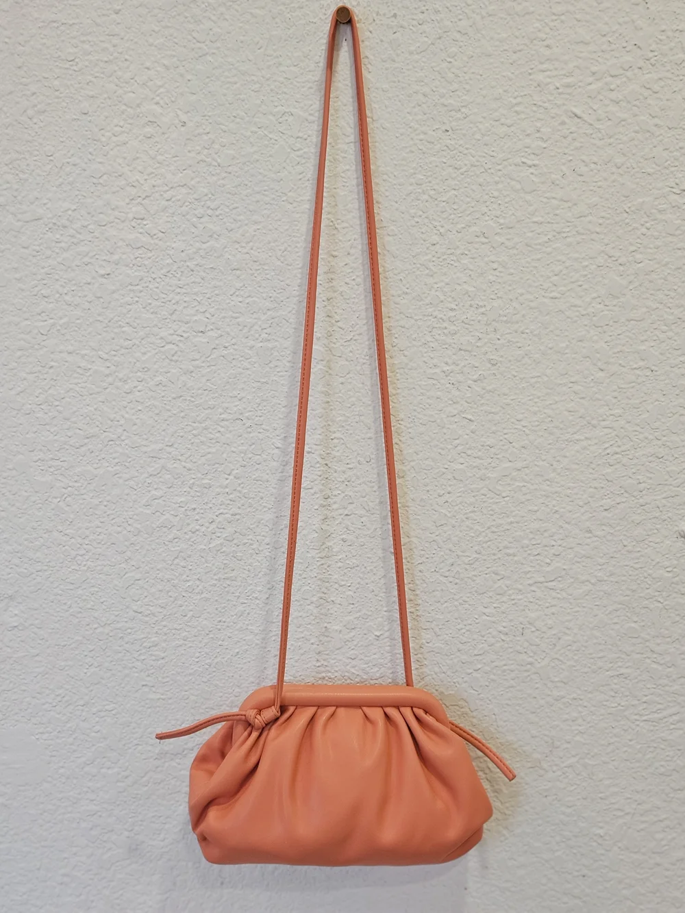 Steve Madden Slouchy Ruched Mini Pouch Crossbody Bag – Mango / Coral Orange